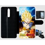 Etui a rabat nokia 8 - dragon ball son goten fury - simili - cuir - noir