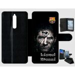 Etui a rabat nokia 8 - fc barcelona lionel messi abstract - simili - cuir - noir