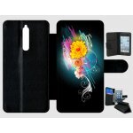 Etui a rabat nokia 8 - flower vector designs - simili - cuir - noir