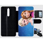 Etui a rabat nokia 8 - frozen reine des neiges anna vs elsa - simili - cuir - noir