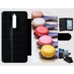 Etui a rabat nokia 8 - gourmandise de macaron - simili - cuir - noir