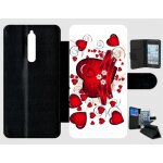 Etui a rabat nokia 8 - motif love coeur - simili - cuir - noir