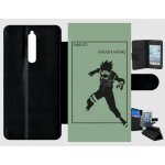 Etui a rabat nokia 8 - naruto kakashi hatake - simili - cuir - noir
