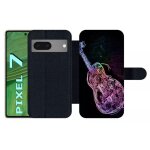 Etui a rabat pour pixel 7 - guitare effet n�on - simili - cuir - noir