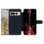 Etui a rabat pour pixel 7 pro - guitare red - simili - cuir - noir