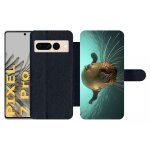 Etui a rabat pour pixel 7 pro - loutre tu veux ma photo - simili - cuir - noir