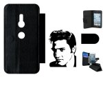Etui a rabat - portrait elvis presley - compatible avec sony xperia xz2 - simili - cuir - bord noir