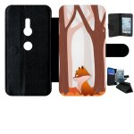 Etui a rabat - renard fond - compatible avec sony xperia xz2 - simili - cuir - bord noir