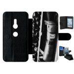 Etui a rabat - sac de boxe black and white - compatible avec sony xperia xz2 - simili - cuir - bord noir ...