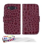 Etui � rabat samsung galaxy s3 violet croco cuir simili (pu) + 3 films