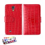 Etui a rabat samsung galaxy s4 croco chic rouge eco - cuir (pu)