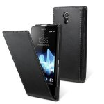 Etui a rabat sony xperia t noir black eco - cuir (pu)