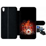 Etui a rabat sony xperia xa squellette joue a la batterie flamme