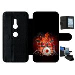 Etui a rabat - squellette joue a la batterie flamme - compatible avec sony xperia xz2 - simili - cuir ...