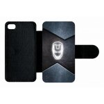 Etui a rabat - superhero iron the man - compatible avec apple iphone 4s - plastique - bord noir