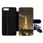 Etui a rabat - tour eiffel - compatible avec apple iphone 8 plus - plastique - bord noir