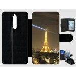 Etui a rabat - tour eiffel - compatible avec nokia 8 - plastique - bord noir