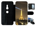 Etui a rabat - tour eiffel - compatible avec sony xperia xz2 - simili - cuir - bord noir