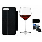 Etui a rabat - verre de vin - compatible avec apple iphone 8 plus - plastique - bord noir