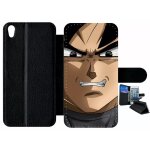 Etui a rabat pour xperia xa - dbz black goku silent warrior - simili - cuir - noir