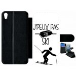 Etui a rabat xperia xa - j peux pas j ai ski 1 - simili - cuir - noir