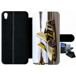 Etui a rabat xperia xa - tuning voiture jaune - simili - cuir - noir