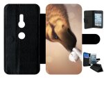 Etui a rabat xperia xz2 - amour de chaton chien - simili - cuir - noir