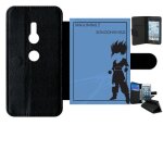 Etui a rabat xperia xz2 - dragon ball z son gohan ssj2 - simili - cuir - noir