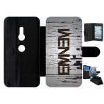 Etui a rabat pour xperia xz2 - hip hop eminem - simili - cuir - noir
