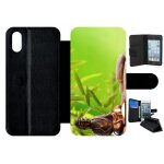 Etui a rabat - zen attitude bouddha bougie - compatible avec apple iphone x - plastique - bord noir