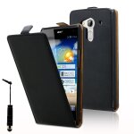 Etui rabattable verticale pour acer liquid z5 duos en cuir pu - noir + mini stylet