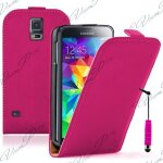 Etui rabattable verticale pour samsung galaxy s5 5. 1  en cuir pu - rose + stylet