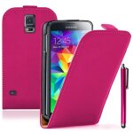 Etui rabattable verticale pour samsung galaxy s5 5. 1  en cuir pu - rose + stylet