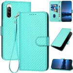 Etui pour rabattu sony xperia 10 iii surface de fibre de carbone avec sangle dtachable cuir premium ...