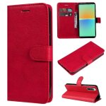 Etui pour rabattu sony xperia 10 iv etui de t�l�phone portefeuille d'affaires couleur solide classique ...