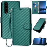 Etui pour rabattu sony xperia 5 iii surface de fibre de carbone avec sangle dtachable cuir premium avec ...