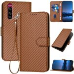 Etui pour rabattu sony xperia xz5 avec sangle dtachable surface de fibre de carbone cuir premium avec ...