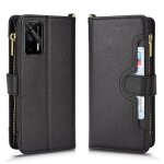 Etui pour realme gt 5g couverture en cuir portefeuille a fermeture eclair magntique pu cuir flip titulaire ...