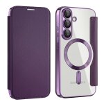 Etui rfid en cuir pour samsung galaxy s25 5g avec protection magsafe, violet