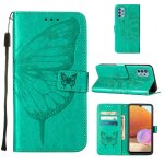 Etui pour samsung galaxy a32 4g cuir premium magn�tique gaufrage papillon couverture rabattable - vert ...