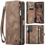 Etui pour samsung galaxy a55 5g forte magntique tpu pc fermeture eclair en cuir fait main titulaire ...
