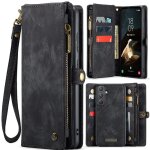 Etui pour samsung galaxy a55 5g forte magntique tpu pc fermeture eclair en cuir fait main titulaire ...