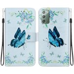 Etui pour samsung galaxy note 20 fentes pour cartes portefeuille cuir pu fleur papillon peinte fermeture ...