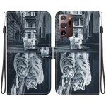 Etui pour samsung galaxy note 20 ultra cuir pu fleur papillon peinte portefeuille fermeture magntique ...