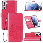 Etui pour samsung galaxy s21 plus tr�fle a quatre feuilles couverture rabotant sangle courte etui en ...