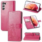 Etui pour samsung galaxy s21fe couverture rabotant tr�fle a quatre feuilles sangle courte etui en cuir ...