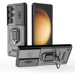 Etui samsung galaxy s25 ultra - coque hybride tpu / pc avec cache - objectif coulissant, anneau support ...