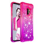 Etui pour samsung galaxy s9 paillettes liquides pare - chocs, cristal brillant bling drle - rose violet ...