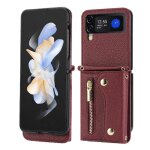 Etui pour samsung galaxy z flip 4 fentes pour cartes grande capacit longue sangle lger mini sac a dos ...