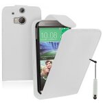 Etui simili cuir pour htc one (m8) 5. 0  - blanc + mini stylet
